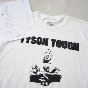 新品 XL オフィシャル 正規品 マイクタイソン TOUGH プリント Tシャツ 白 ホワイト 黒 ブラック メンズ MIKE TYSON 本物 公式 ボクシング