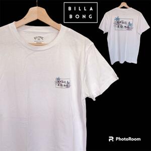 2225美品 ビラボン Tシャツ ロゴ ホワイト カットソー Ｍ 厚手生地