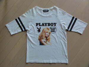 美品 HYSTERIC GLAMOUR x PLAYBOY BE COOL HONEY BUNNY 五分袖Tシャツ 白 Sサイズ 12191CT01