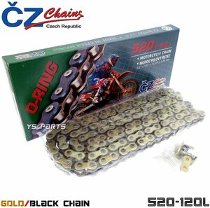 【正規品】CZ Oリングゴールドチェーン520-120L スーパーシェルパ/ZXR250/ZZ-R250/ZZR250/Z250/Z250SL/KLX300R/EX-4/ER-4N/FX400R/GPX400R