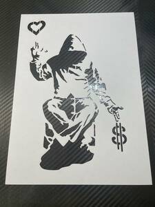 バンクシー【036】【金より愛　love more than money】【Ａ４　厚紙】ステンシルシート　オマージュアート　BANKSY