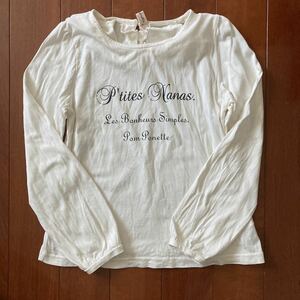 ポンポネットジュニア(pom ponette junior)・襟取り外し可能・長袖・Tシャツ・ホワイト・Mサイズ・150