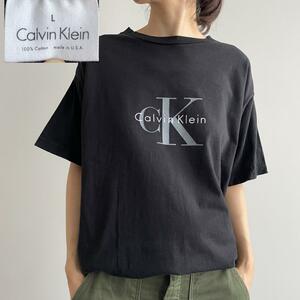 GF114 Tシャツ CK カルバンクライン ブラック USA製 ロゴ 黒T