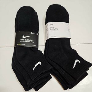 ナイキ 3足組 ソックス エブリデイ クッション アンクル ブラック NIKE EVERYDAY CUSHION QUARTER ANKLE SOCKS BLACK 2セット 27-29cm