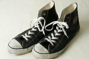 CONVERSE コンバース♪ALL STAR HI オールスター ハイ レザー仕様 USA製 金属ロゴ♪ブラック 27cm