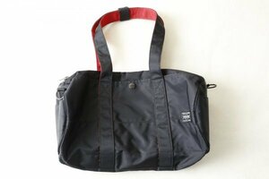 PORTER ポーター 吉田カバン♪L-fine エルファイン ボストンバッグ ダッフルバッグ ロールバッグ ハンドバッグ♪ブラック×レッド