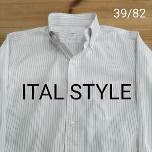 イタルスタイル ITALSTYLE ポケット付 パープル ストライプ ボタンダウンシャツ 39/82