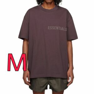 FOG エッセンシャルズ Tシャツ plum 黒 M ラバー ロゴ FEAR OF GOD Essentials クルーネック