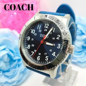 COACH Coach rubber belt men's wristwatch blue series simple feeling of luxury bacteria elimination * cleaning * maintenance ending 