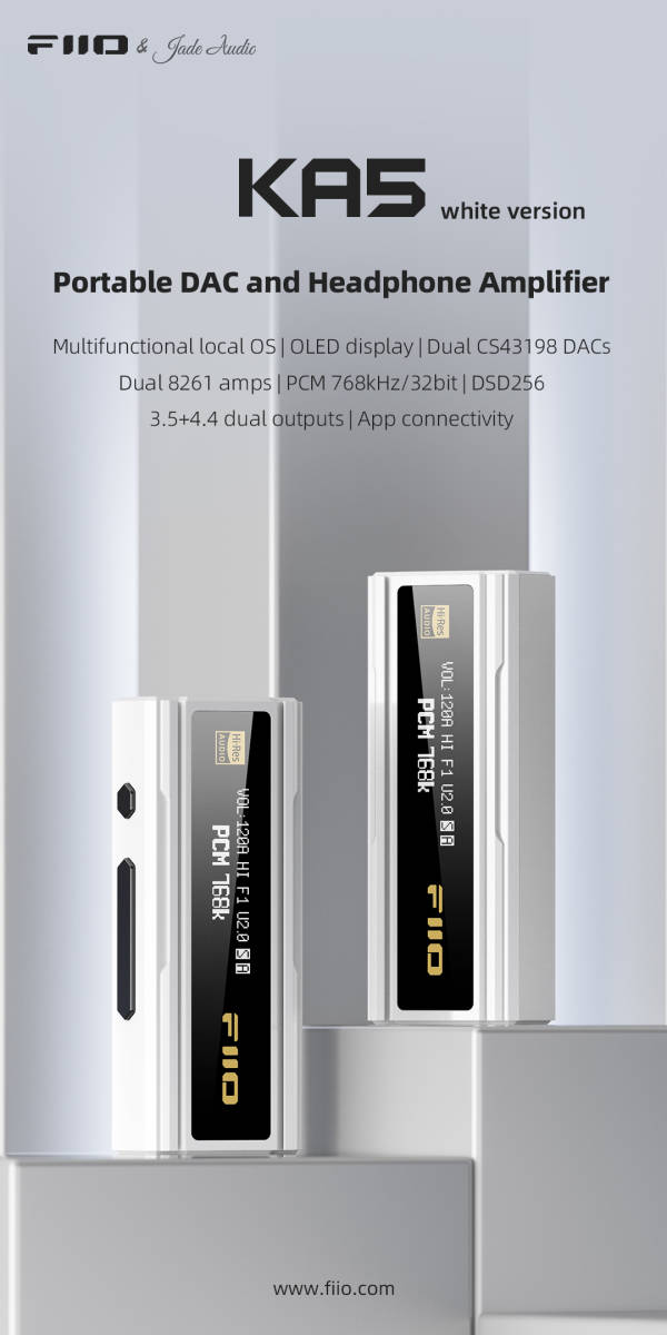 多様な FiiO 新品未開封 KA5 フィーオ アンプ ヘッドホン 白 アンプ