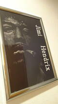 ジミ・ヘンドリックスの絵の印刷物/ポスターが入った壁掛け・額縁フレーム額・シルバー・ギター・音楽・ロック・アンティーク風・軽量_画像2