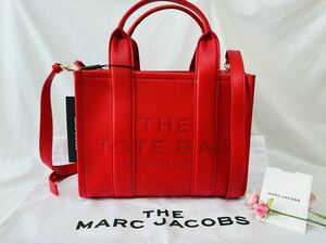 新作 MARC JACOBS マークジェイコブス レザー ミニ トートバッグ ショルダーバッグ レッド 赤 THE LEATHER MINI TOTE BAG TRUE RED