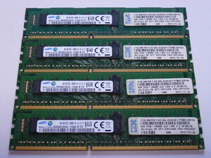  メモリ サーバーパソコン用 低電圧 1.35V Samsung PC3L-10600R(DDR3L-1333R) ECC Registered 4GBx4枚 合計16GB 起動確認済みです⑤