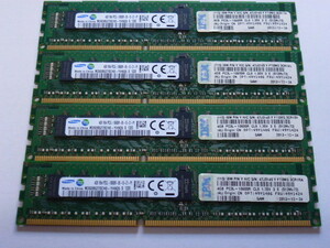 メモリ サーバーパソコン用 低電圧 1.35V Samsung PC3L-10600R(DDR3L-1333R) ECC Registered 4GBx4枚 合計16GB 起動確認済みです④