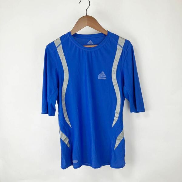 adidas アディダス メンズ スポーツ ウェア インナーシャツ インナー ウェア Lサイズ ナイロン製 ブルー 半袖Tシャツ スポーツ シャツ
