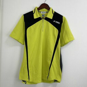 YONEX ヨネックス メンズ 半袖 トップス スポーツ ウェア テニス 練習着 Lサイズ 大きいサイズ イエロー ブラック ハーフジップ 襟付き