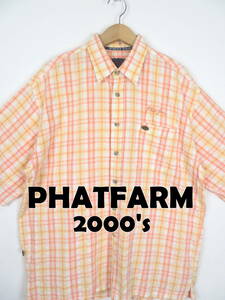 00s ファットファーム ★ XL シアサッカー チェックシャツ ★ PHATFARM ヒップホップブランド B系 Bボーイ ストリート ラップ