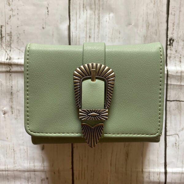 二つ折り財布 グリーン ファッション小物 ファッション レディースファッション 財布 コンパクト財布 メンズファッション 
