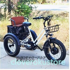 20 -inch electromotive bicycle thick. tire lithium battery tricycle 48V 750W wide pedal tricycle ( black )