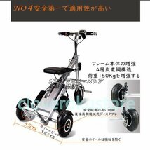 希少新品☆折り畳み式電動アシスト自転車 三輪車 キックスクーター ボタンスイッチ3段変速 大人用高齢者 超軽量電動キックボード 250Ｗ 36V_画像2