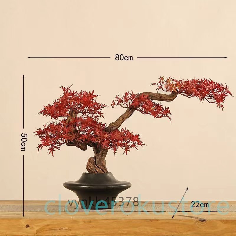 Racines d'arbres naturelles Érable Feuilles d'automne Poterie Céramique Simulation Bonsaï artificiel Fleurs artificielles Plantes ornementales artificielles Arbres artificiels Intérieur, œuvres faites à la main, intérieur, marchandises diverses, ornement, objet