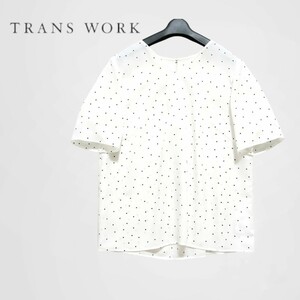 ■美品 TRANS WORK トランスワーク 洗える Vネック ブラウス 大きい サイズ44