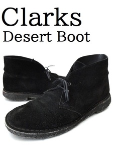 上質 牛革/Clarks：クラークス/Desert boot/カウレザー スエード加工 デザートブーツ/チャッカブーツ/ブラック/GB8(26.5cm)/黒