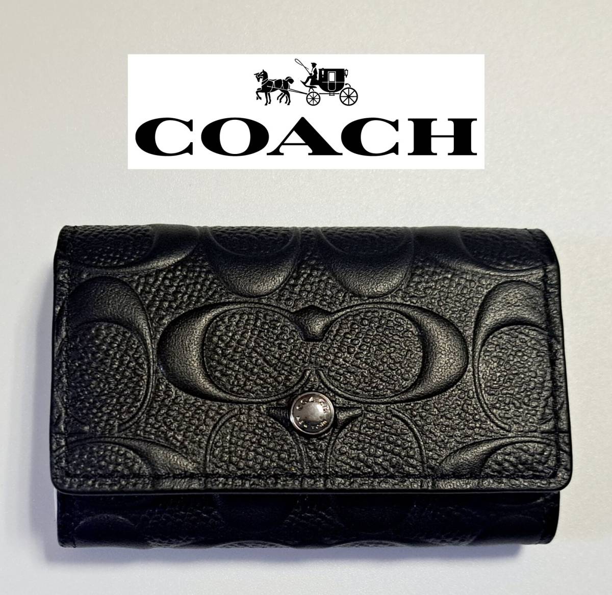 通販 新品未使用 コーチ キーケース シグネチャー グレー COACH キー