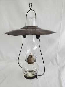  old oil lamp glass Hoya hanging lowering old tool amber display objet d'art antique Vintage bubble glass *to-10