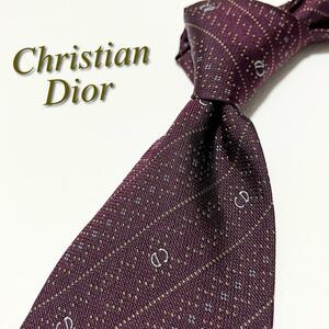 激レア【美品】Christian Dior クリスチャンディオール ネクタイ CD柄 ストライプ ロゴグラム ハイブランド レジメンタル メンズ スーツ