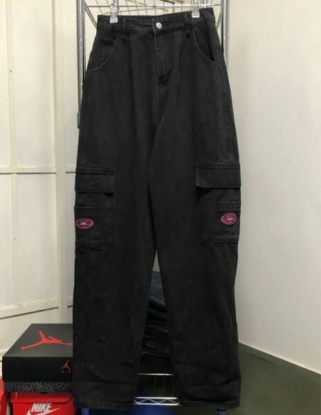 W36 ブラックデニム WAKE JEANS テーパード 古着