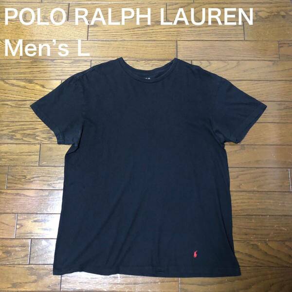 【送料無料】POLO RALPH LAUREN 半袖Tシャツ黒　裾刺繍　メンズLサイズ　ポロラルフローレン