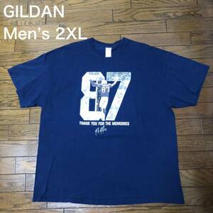 【送料無料】GILDAN × ROB GRONKOWSKI半袖Tシャツ　ネイビー　メンズ2XLサイズ　アメリカンフットボールアメフトロブグロンコウスキー