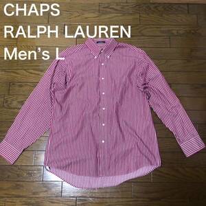 【送料無料】CHAPS RALPH LAUREN 長袖シャツ　赤城ストライプ柄　メンズLサイズ　ラルフローレン