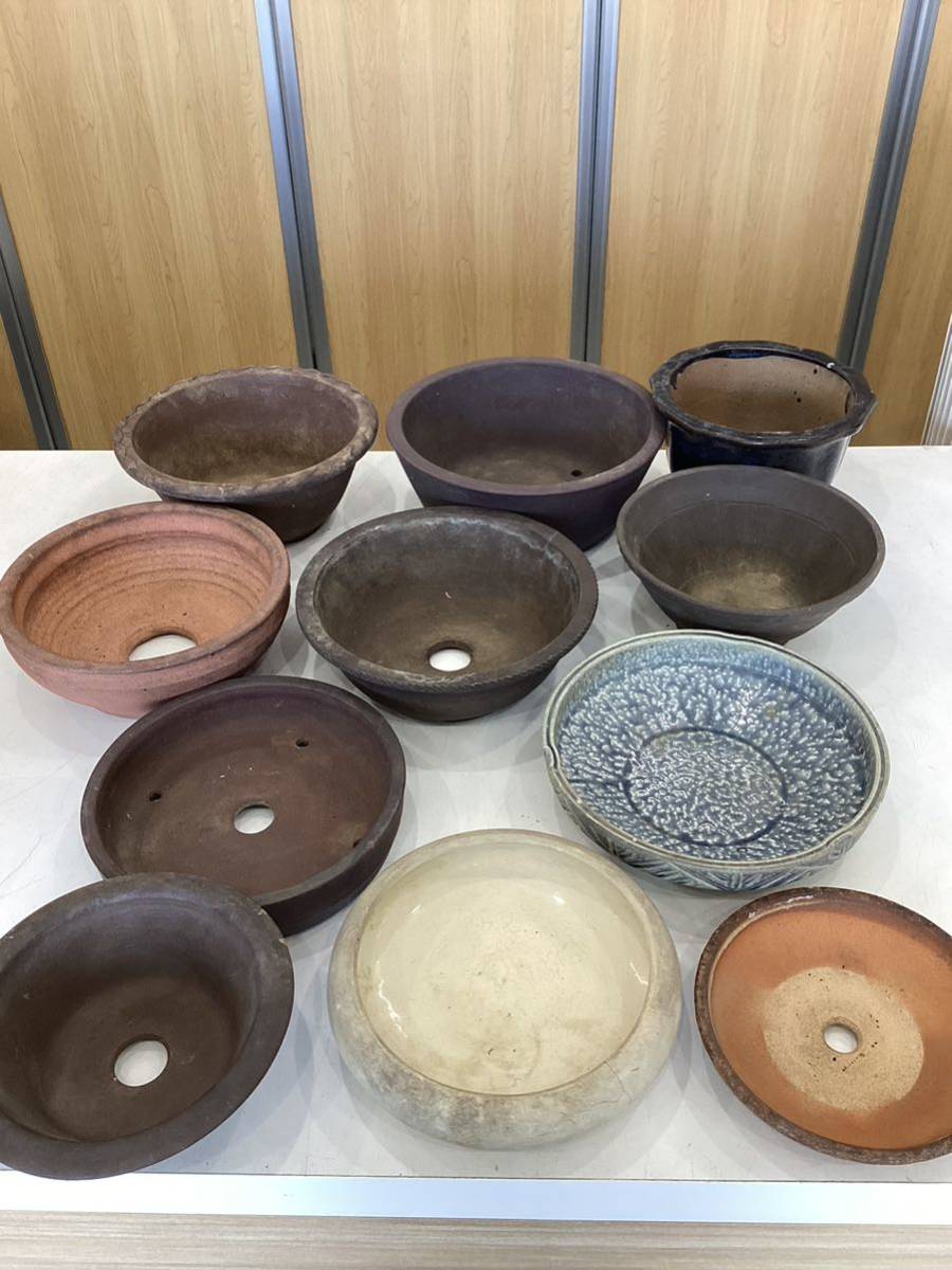 盆栽植木鉢コレクター】③ 尾張焼 琉璃捻蘭鉢 瀬戸 盆栽鉢