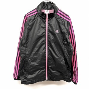 アディダス adidas ジャケット ブルゾン 長袖 少し薄手 微起毛裏地 ジップアップ ラグラン ポリ100% OT XL ピンク ピンク×黒 レディース