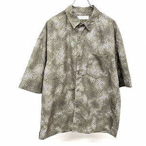 グリーンレーベルリラクシング GREEN LABEL RELAXING UNITED ARROWS × Dominique Picquier シャツ 半袖 タイル柄 ポケット S 緑系 メンズ