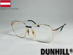 S230703-6【美品】ヴィンテージ dunhill ダンヒル 眼鏡 メガネフレーム AUSTRIA 6087 49 56□17 135 ゴールド×ブラック 金属フレーム