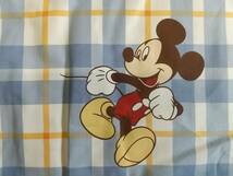 ミッキー 5 ブルー チェック 綿100％ サイズ 巾約156cm 丈100ｃｍ プリント 生地 はぎれ ディズニー Disney Mickey キャラクター ハギレ_画像1