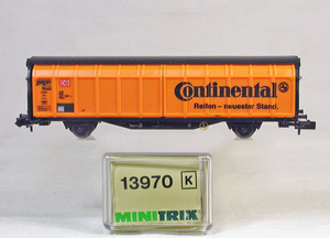 MINITRIX #13970 ＤＢ-ＡＧ（ドイツ鉄道） 全引戸型有蓋車 Continental 　ブライトイェロー