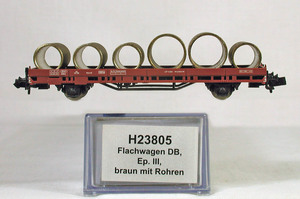 HOBBYTRAIN #23805 ＤＢ（旧ドイツ国鉄）Ｒｌｍｍｓ５６型大物車 （レッドブラウン） 大型管６個積