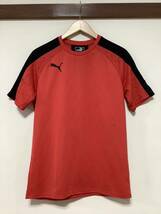 ほ1190 PUMA プーマ メッシュTシャツ トレーニングウェア S 半袖Tシャツ プラクティス レッド/ブラック ドライ 速乾 ロゴ刺繍_画像1