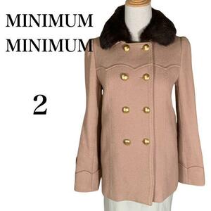 M440 with translation Minimum Minimum MINIMUM MINIMUM fur attaching pea coat beige Anne gola. rabbit fur lady's size 2