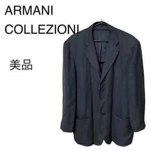 M22-20 【美品】アルマーニコレツォーニ ARMANI COLLEZIONI テーラードジャケット ダークグレー 薄手 高級 イタリア製 メンズ サイズ46