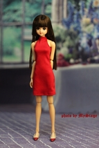 人形服2307-201　ボルタ-ネックドレス（赤）　momoko、ジェニー、OBITSUボディ、MISAKI_画像5