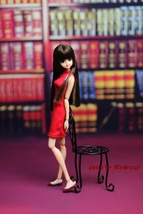 人形服2307-201　ボルタ-ネックドレス（赤）　momoko、ジェニー、OBITSUボディ、MISAKI_画像1
