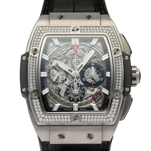 ウブロ HUBLOT スピリット・オブ・ビッグバン チタニウム ダイヤモンド 641.NX.0173.LR.1104 グレー文字盤 中古 腕時計 メンズ