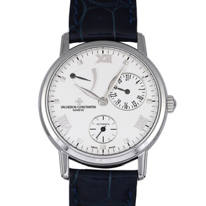 vashu long * navy blue s Tintin VACHERON CONSTANTINpatoli moni - power reserve 47200/000G silver face used wristwatch men's 