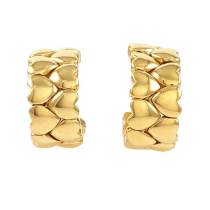  Cartier double Heart K18YG yellow gold earrings used 