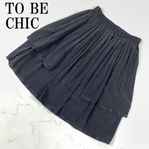 LA7150 toe Be Schic tia-do flair skirt black black TO BE CHIC gathered skirt lame thread waist rubber lining equipped 40